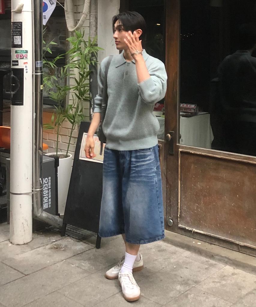 KIIMUIR Soft Texture Button Collar Knit_Sky Blue