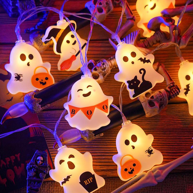 Colorful LED Ghost Halloween String Lights - Cute Decorative Lights