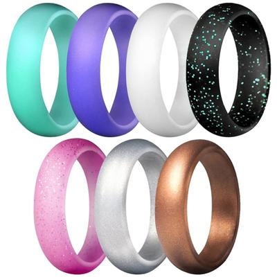 7Pcs/Set Multi Color Silicone Finger Ring Couple Lover Jewelry Gift