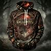 Men's Casual Hoodie Long Sleeve Sweatshirt with Halloween Graphic Print for Fall