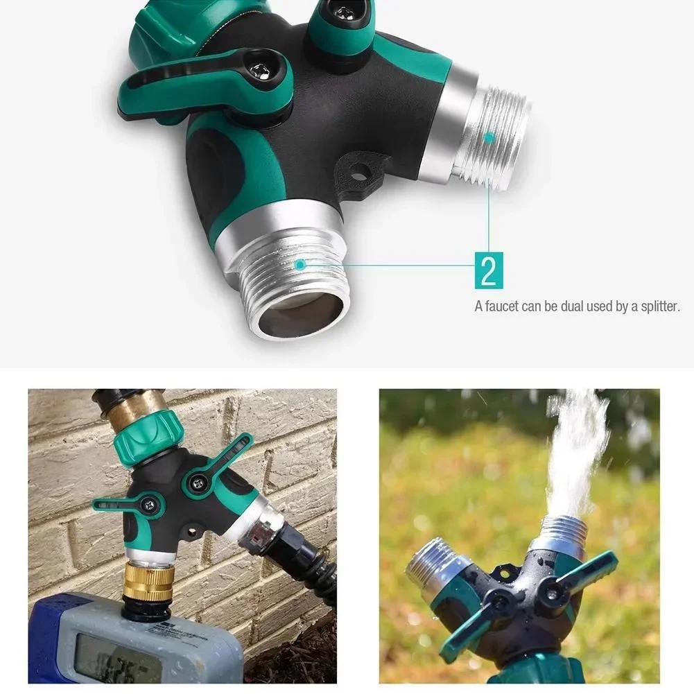 Garden Hose Splitter Double Y Shut Off Valve Outdoor Lawn Water Hose Connector Durable Brass Adapter