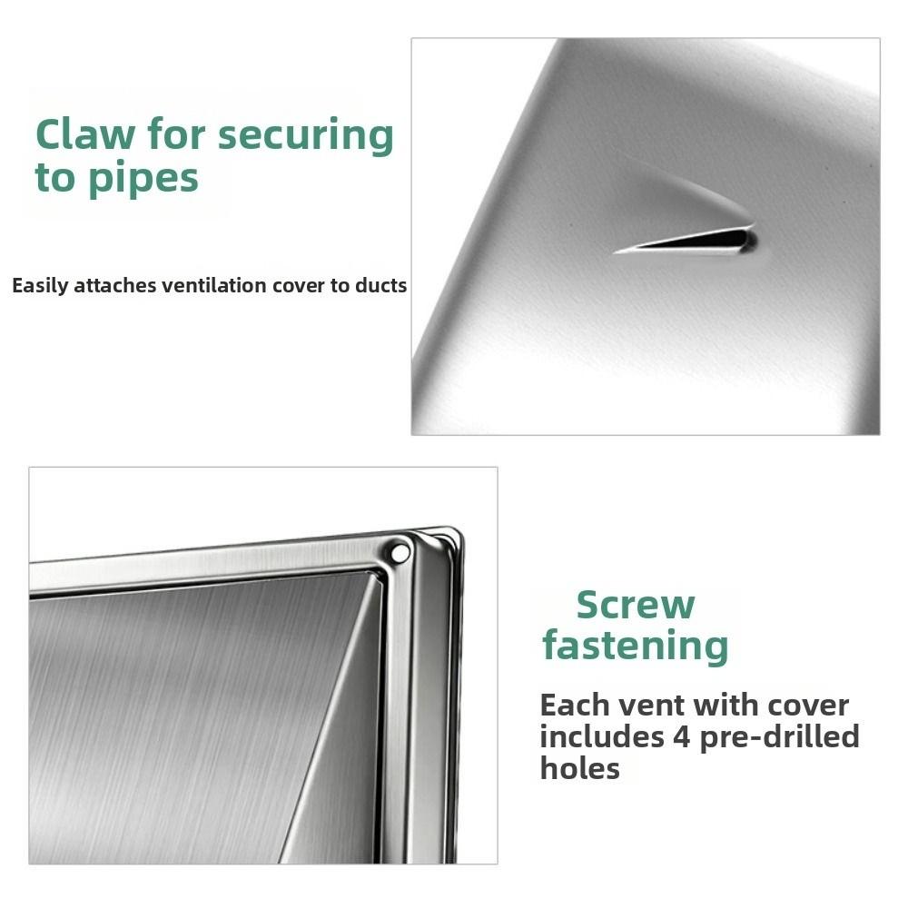 Durable 4" 5" 6" Air Vent Stainless Steel Black/Silver Ventilation Outlet Square Ducting Cover Air Extraction