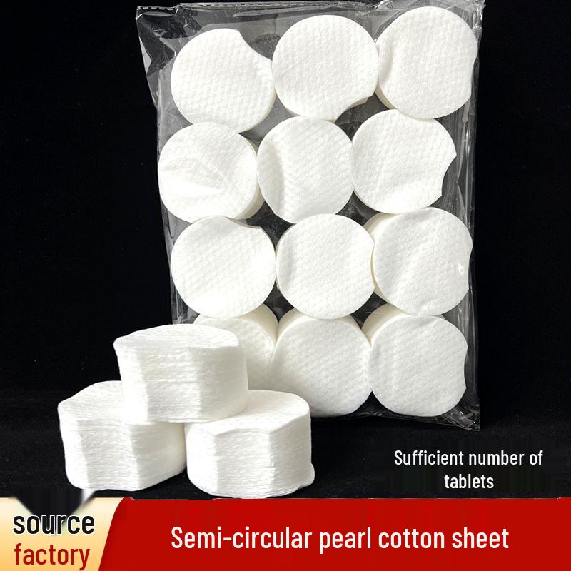 1200pcs Half-Round Cotton Pads, 80g Thick, Pearl Dot Texture, for Wet Compress & Makeup Removal with Salicylic Acid
