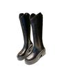 Autumn New High Quality Long Boots 2025 Fashion Versatile Heel Thick Bottom Solid Zip Round Toe Casual Concise Women's Boots