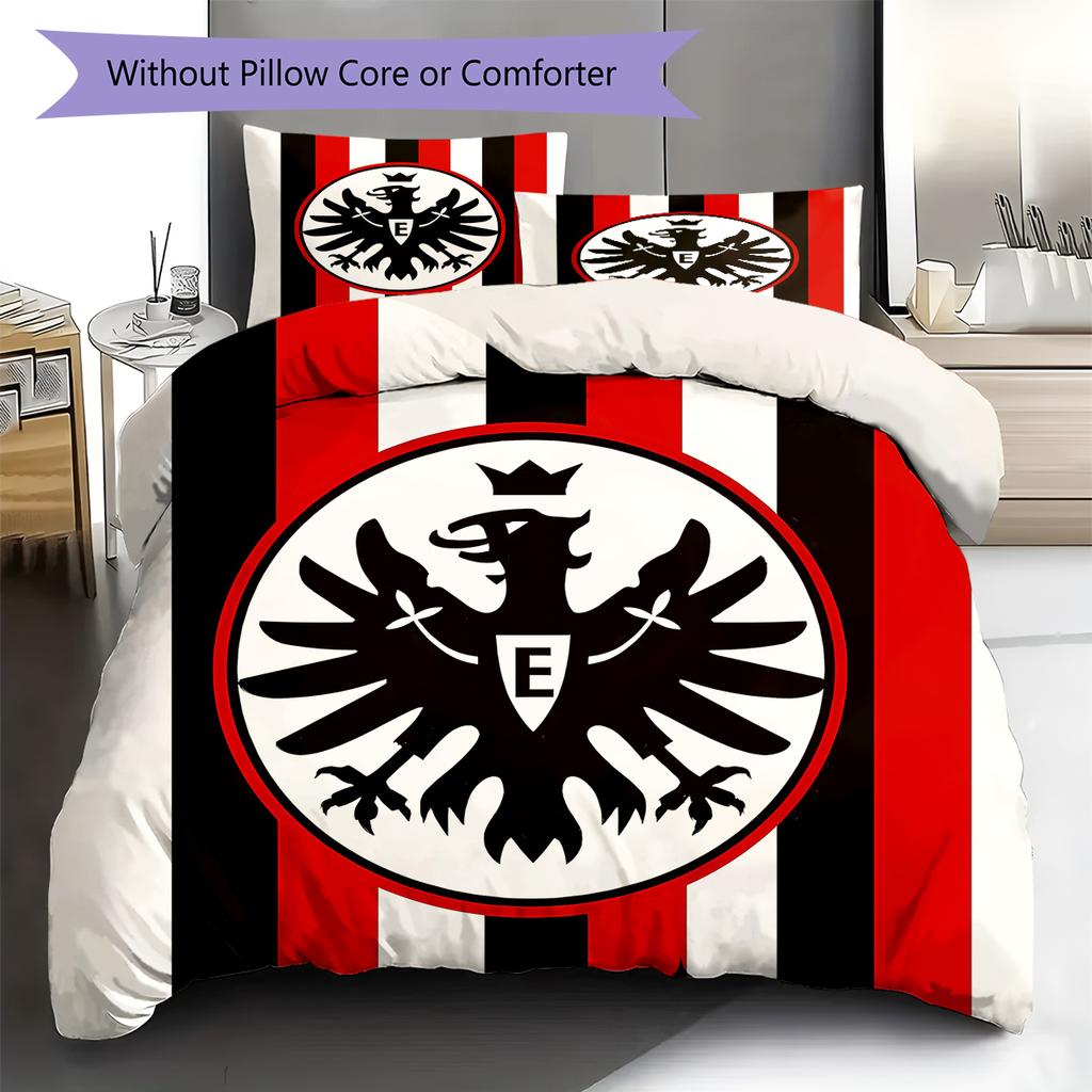 Biancheria da letto con motivo calcistico di Francoforte, Set piumone Copripiumone Federa Regalo di compleanno per la casa (1 * copripiumino + 2 * federa, senza nucleo)