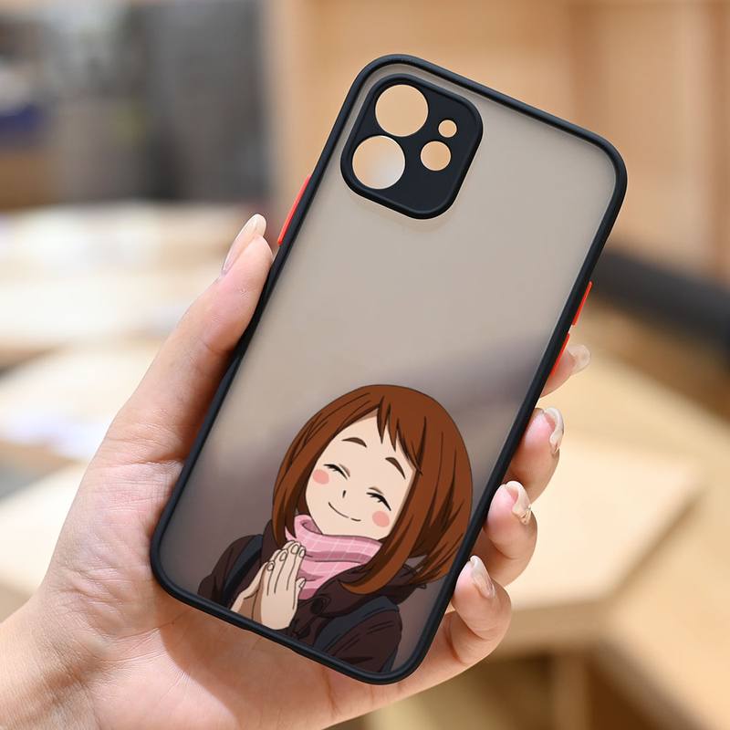 Ochaco Uraraka My Hero Academia Anime Phone Case Matte Transparent  For Iphone 7 8 11 12 13 Plus Mini X Xs Xr Pro Max Cover
