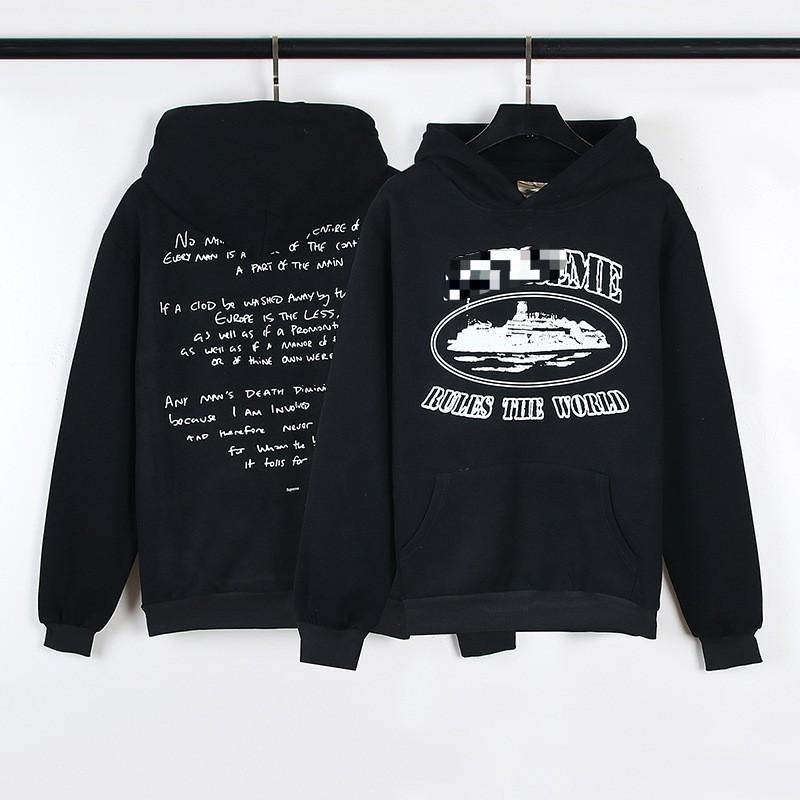 American Streetwear Devil Island Print Fleece Hoodie Loose Casual Sweatshirt Youth