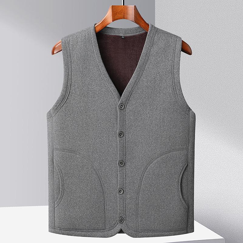 Pánská vesta, Hřejivá vesta pro střední a starší věk, Zesílený outfit pro tátu z německého sametu, Ležérní spodní kardigan, Dědečkův kabát