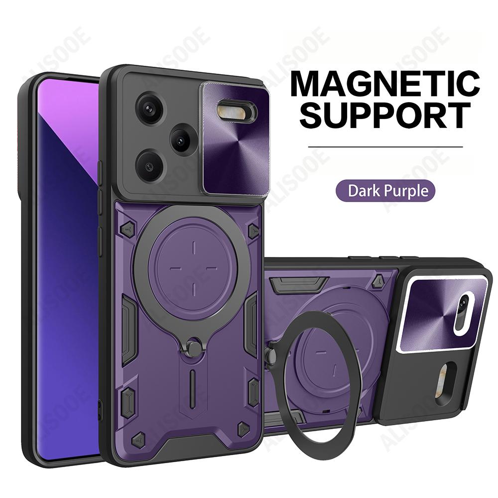 Funda for Redmi Note 13 / 13 Pro Plus 5G Case for Xiaomi Redmi Note 13 Pro 4G Case Slide Camera Armor Magnetic Ring Stand Cover
