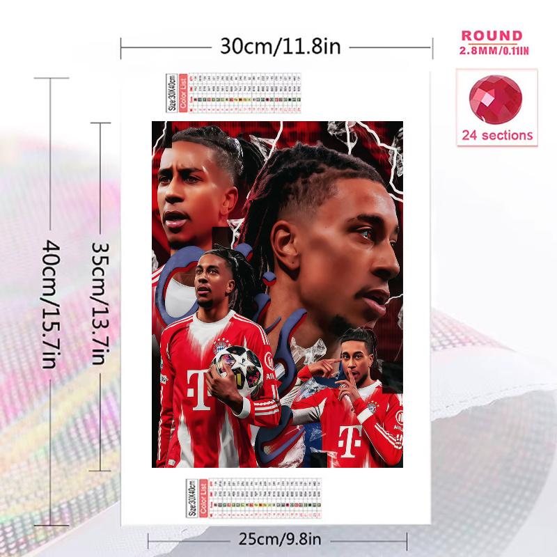 Michael Olise Soccer Star 100% Round Full Drill 5D DIY Diamond Painting Embroidery Cross Stitch Rhinestone Decor