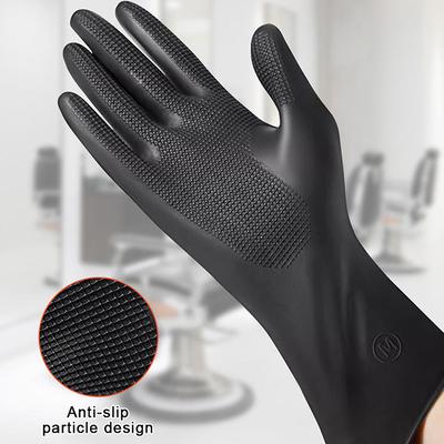 Hair Dye Glove Professional For Hair Styling And Dyeing Thick Latex Black Corrosion Resistance High Elasticity Hairdressing Tool