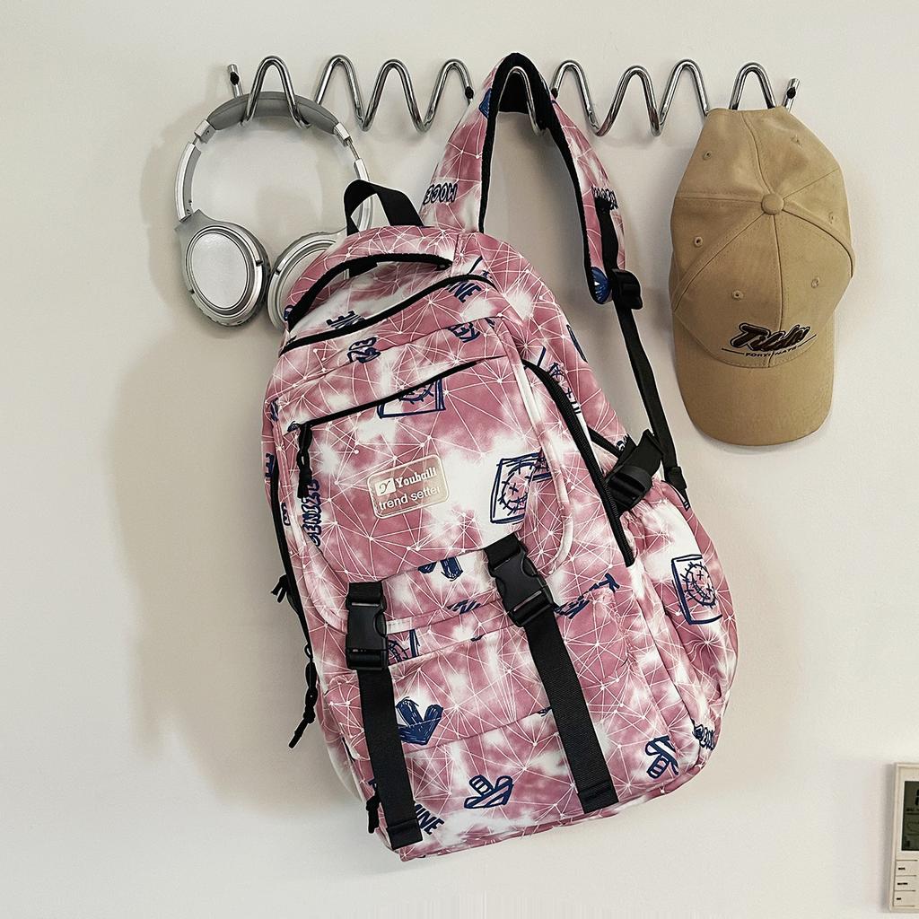 Schoolbag Korean Trend Backpack Personality Foreign Style Junior High School Student Schoolbag Lightweight Travel Backpack Large Capacity Backpack