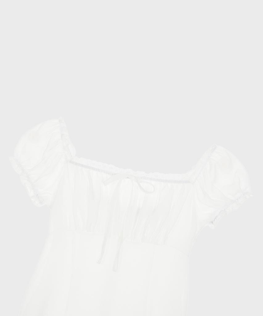 Alkialka Puff Chiffon Mini Dress (Ivory)