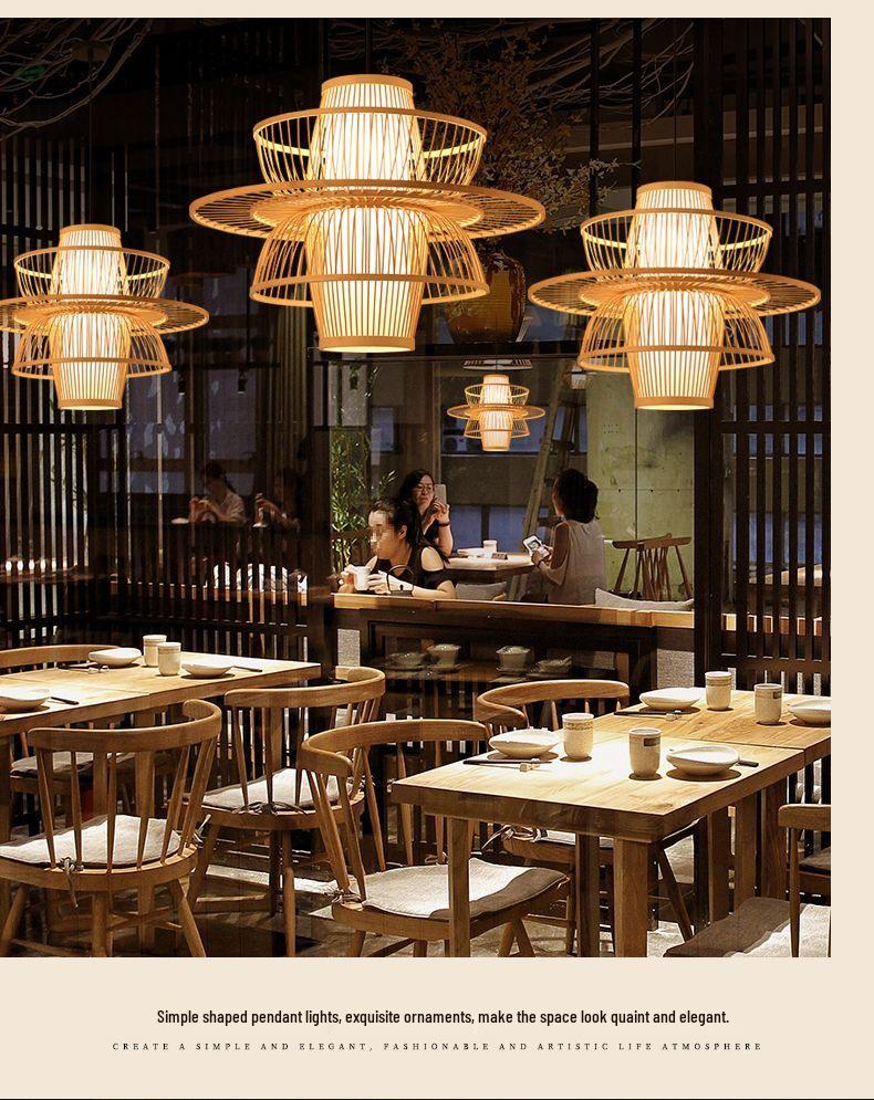 Bamboo Weave Pendant Light for Tea Room, Restaurant, or Bar – Simple Japanese Style