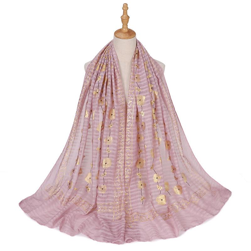 New Printed Gilding Cotton Hijab Scarf Women Luxury Stripe Glitter Scarves Poncho For Women Headband Bandana Shawl Turban Islam