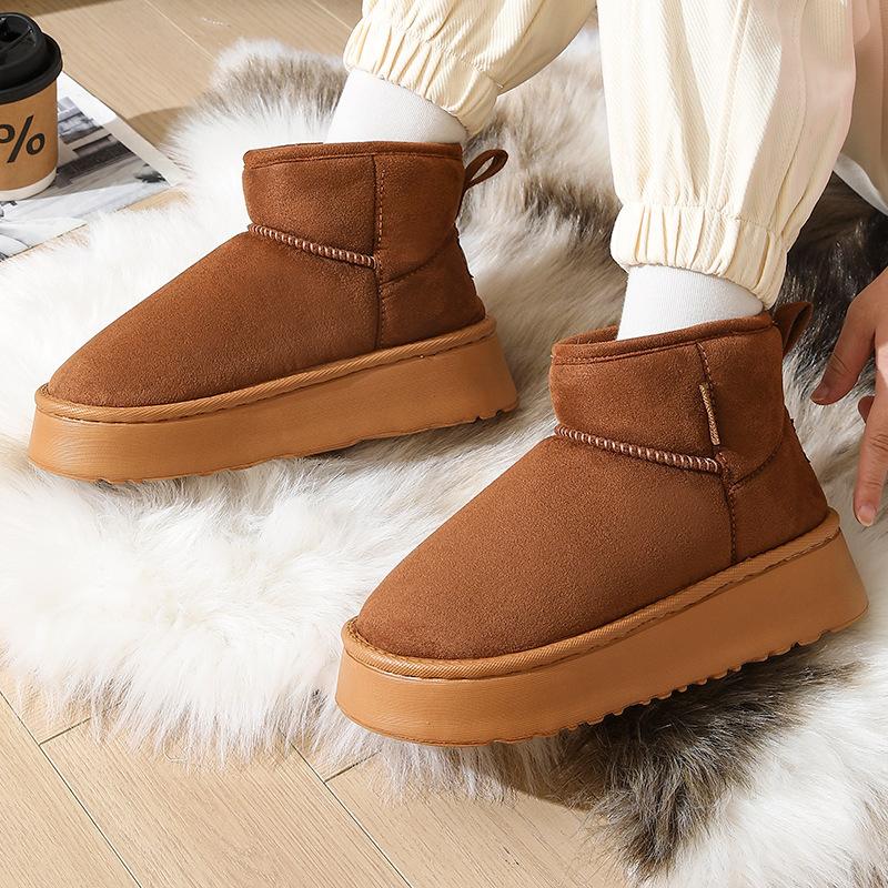 Short snow boots winter 2025 new thick-soled versatile velvet thickened warm cotton shoes