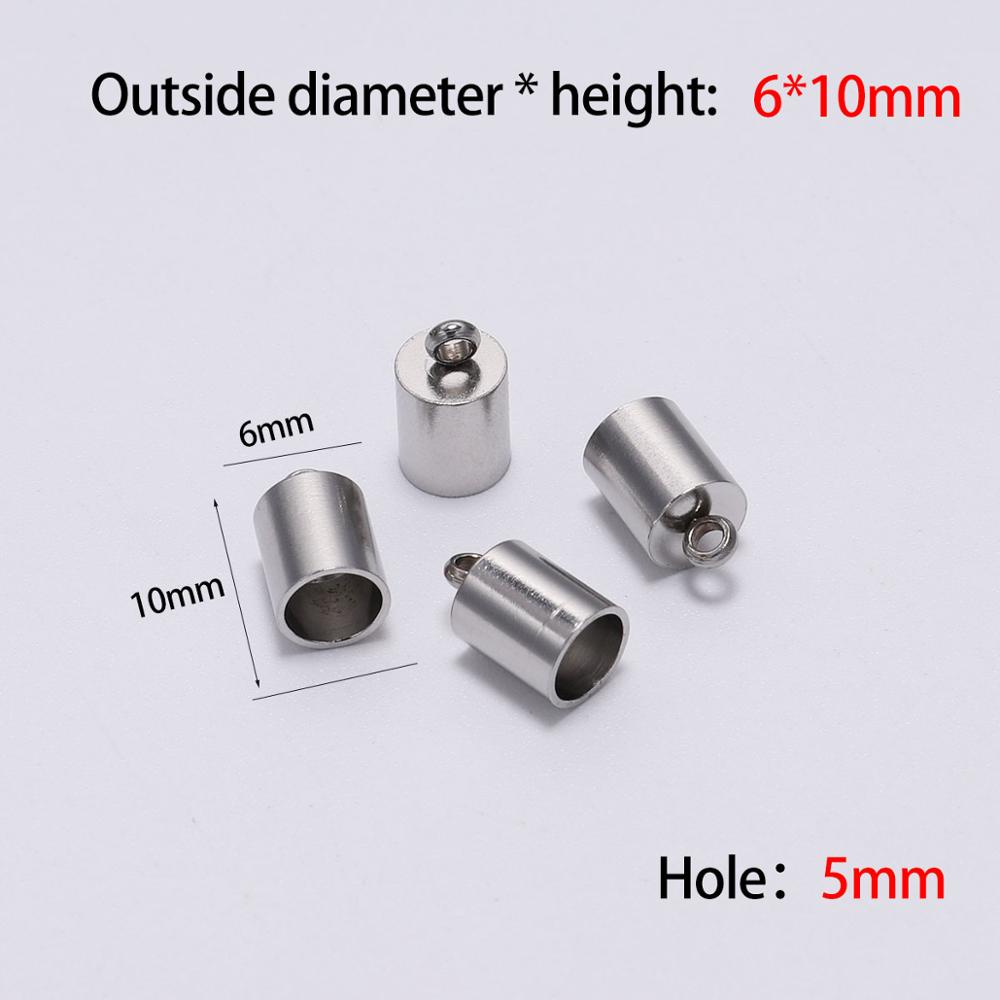 10pcs/lot Stainless Steel End Tip Cap Fit 2-10mm Tassel Leather Cord End Crimp Caps For DIY Jewelry Making Bracelet Accessories