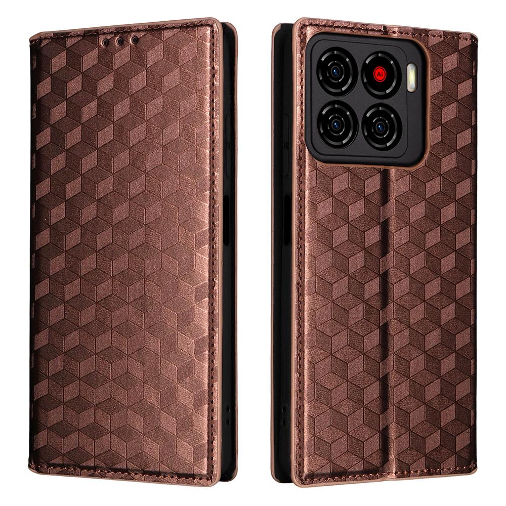 For ZTE Blade A56 Case Wallet Rhombus Imprinted Leather Phone Cover