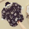 Women's Trendy Summer Cat Print Loose Chiffon T-Shirt