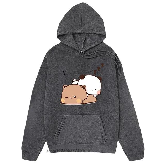 Kawaii Graphic Bubu Dudu Love Sleep Hoodies Bubu Dudu Sweatshirt Cartoon Panda Bear Women Casual Clothing Fleece Spring Tops