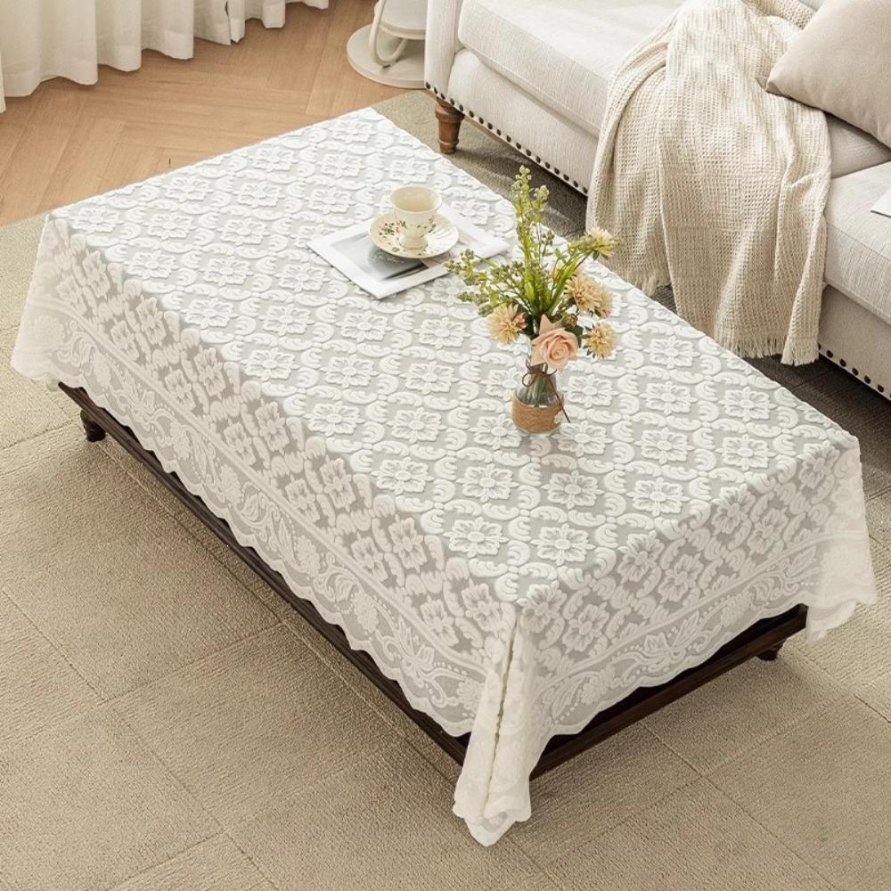 

French Pastoral Style Floral Lace Tablecloth Rectangular Three-dimensional Relief Tea Table Tablecloth Hollow Thickened
