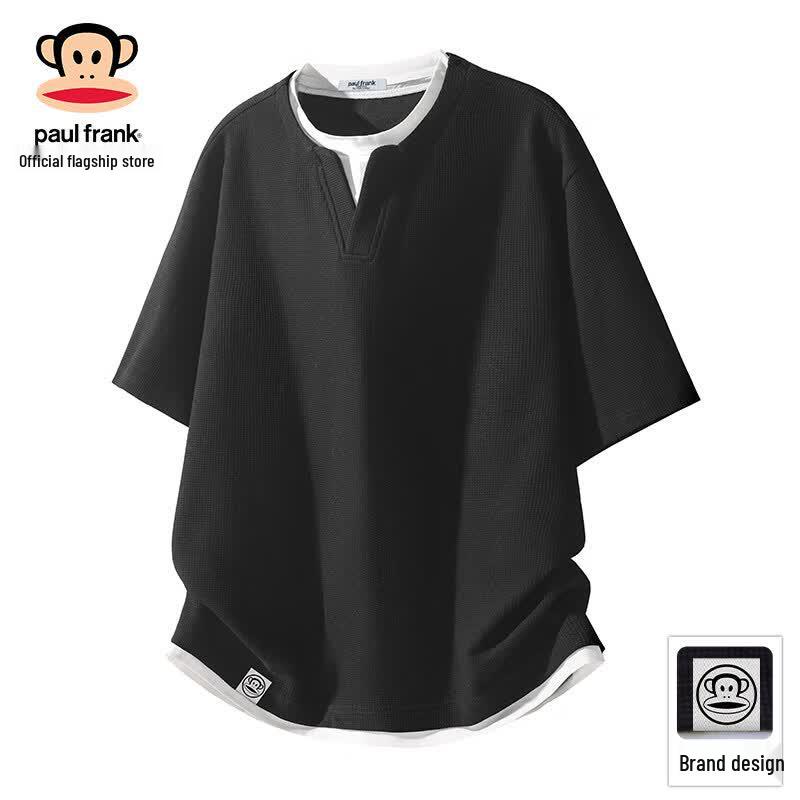 

Paul Frank Men s 2026 Summer Faux Two-Piece V-Neck Short Sleeve T-Shirt 4XL