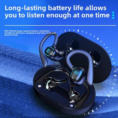 Sports Hanging Ear TWS Dual Digital Display Ultra Long Standby Wireless Bluetooth Headset Mirror Digital Display
