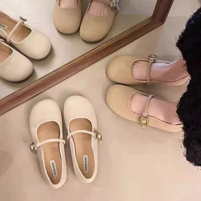 Summer Thin Real Soft Leather Breathable French Mary Jane Shoes Soft Sole Women's Shoes Shallow Mouth Single Shoes with Skirt Small Leather Shoes