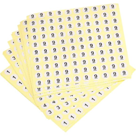 MECCANIXITY 0 to 9 Number Stickers Number Label Self Adhesive Marked Sticker 13mm/0.5" for Classification, Pack of 20