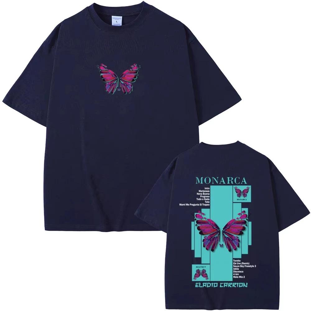 Eladio Carrion Monarca Album Graphics 100cotton Mens Shirt Oneck New Summer Y2K Short Sleeve Womens Hiphop Tshirt Fan Gift