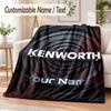 Custom Text Flannel Blanket Kenworth Print Warm Cozy Blanket Home Sofa Bedding
