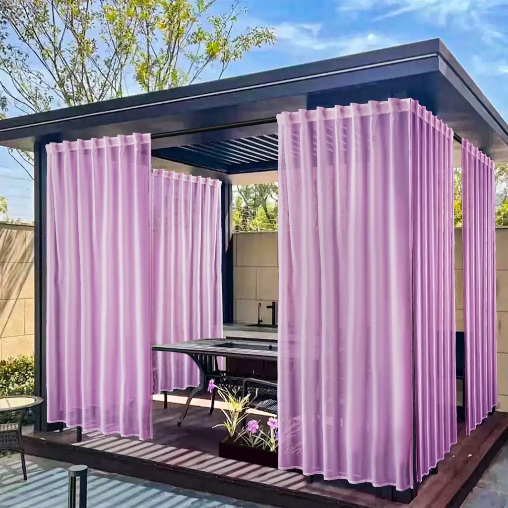1PC Waterproof Outdoor Curtains Lightweight Semi-Transparent Partition Curtain Perfect for Living Room Porch and Pergola Decor