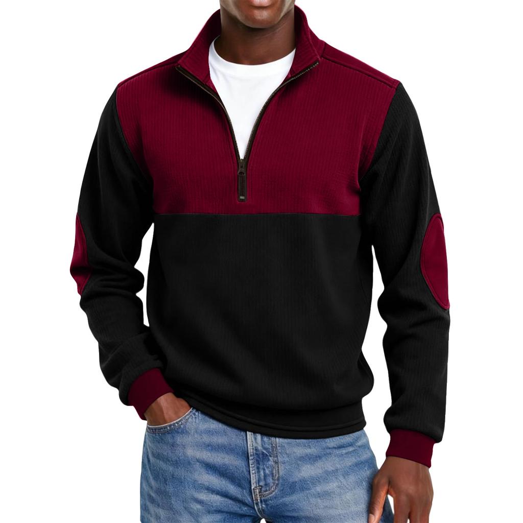 Herre Colorblock Halv Glidelås Ståkrage Genser Herre Sport Stor Størrelse Casual Ståkrage Genser