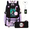 Two-dimensional Peripheral Day Man Ghost Extinguishing Backpack Pencil Bag Large Capacity Student Leisure Schoolbag with USB Port