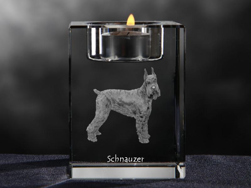 Schnauzer I – Candle holder with dog photo, crystal tealight holder | Art-Dog