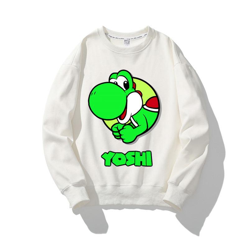 Super Marios Bros Cartoon Sweatshirt for Children Anime Figures Luigi Toad Bowser Yoshi Peach Cosplay Long Sleeved Tops
