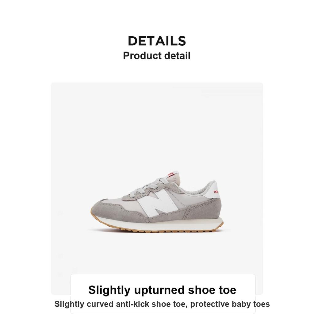New Balance NB 237 Anti Slip Wear Resistant Low Top Kids' Running Shoes Gray Children Aged 3 7 Years Old