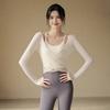 Mesh Long-sleeved Top with Chest Pad, Beauty Vest, Pilates Training Yoga Clothes, Women's Gym Sports Running T-shirt