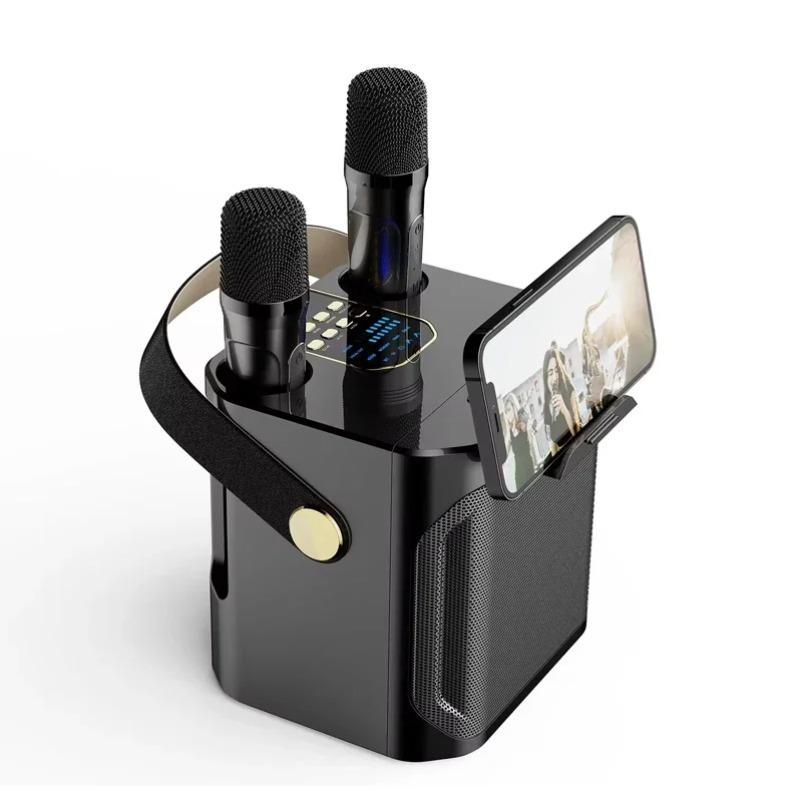 Bluetooth Speaker High Power Karaoke with Dual Microphone Boombox Portable 360 Stereo Surround Waterproof Wireless Subwoofer