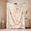 1 stuk MachineWasbare polyester deken met schelp-, zeester- en koraalrifmotieven voor slaapkamer- en woonkamerdecoratie