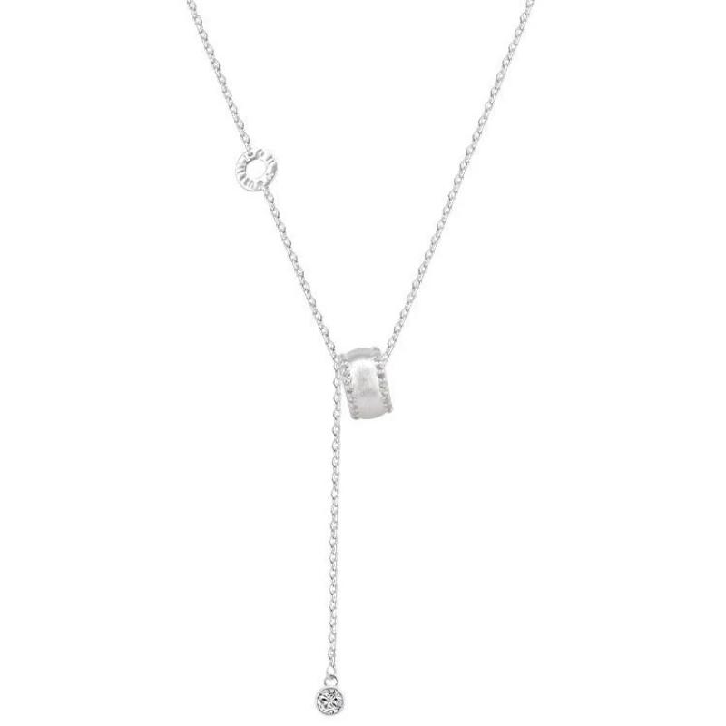 PONYKISS  Sterling Silver Zircon Hollow Round Tassels Chain Necklaces for Women Trendy Fine  Minimalist Accessories