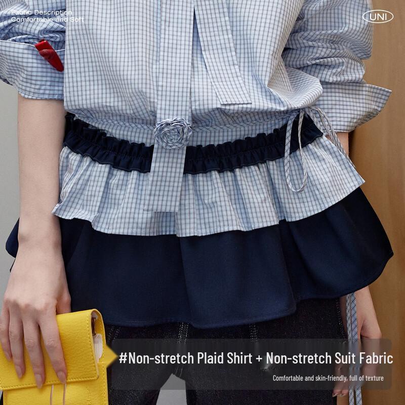 UNIFREE Pleated Ruffled Tie-Waist Mini Skirt