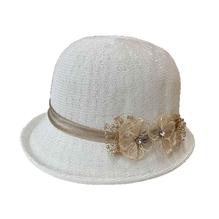 Versatile small edge crimped basin hat, spring and summer sun hat, new fashionable flower top hat, women's sun protection sun hat
