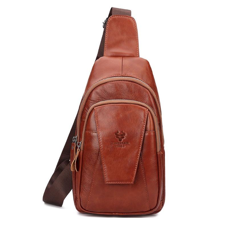 Férfi egyvállas kontyfelső réteg marhabőr crossbody táska férfi bőr férfi ingázó mellkastáska