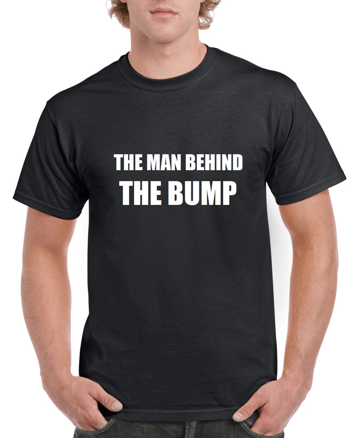 The Man Behind The Bump T-Shirt Funny Expecting Daddy Pregnancy Black Tee Shirt S
