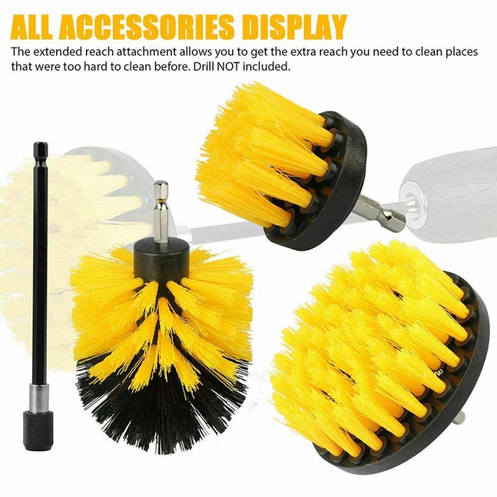 

with Extender Rod Detailing Drill Brush Nylon Car Wash Brush Electric Drill Brush Kit Glass