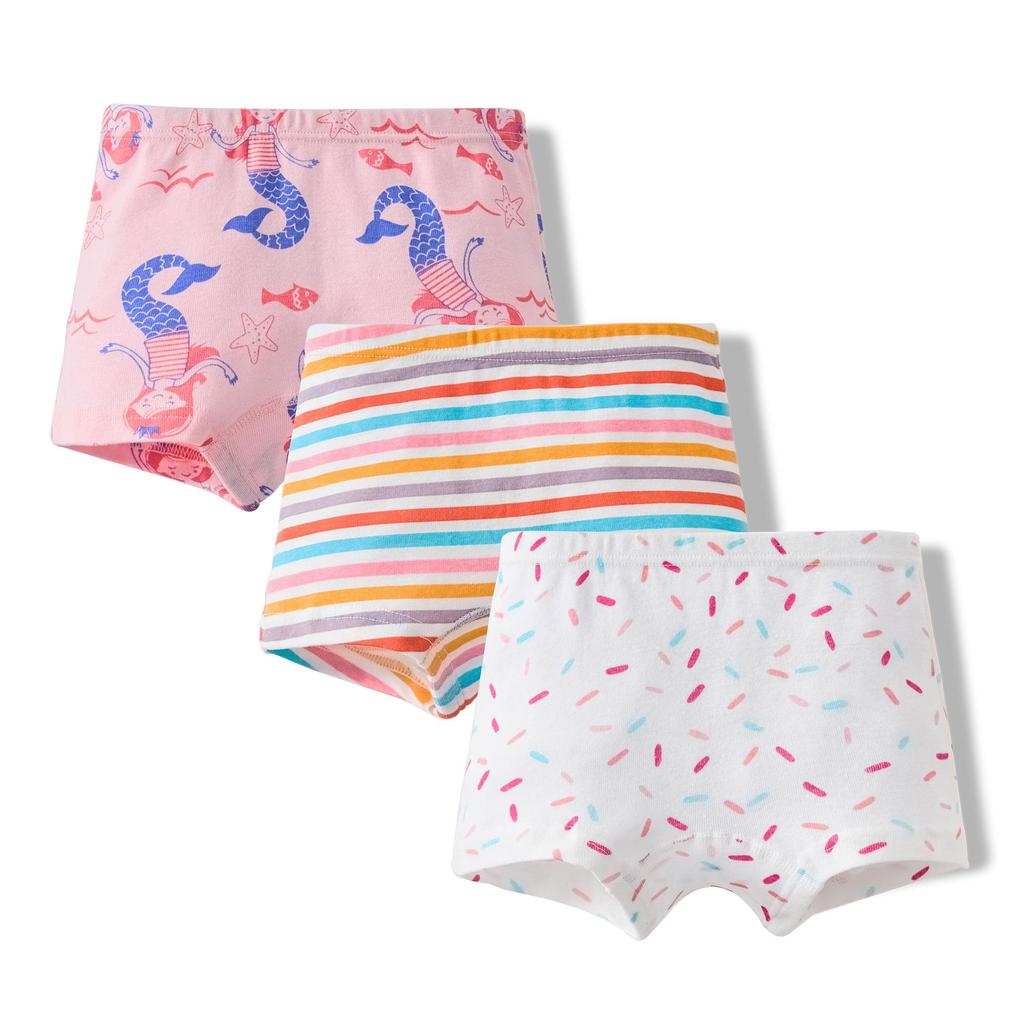 Girls' Pure Cotton Cartoon Boxer Briefs - Breathable School Shorts