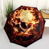 Flammender Schädel mit Pentagramm Rundes Wandkunst PosterRegenschirm, Tragbarer 3-fach Regenschirm für Männer & Frauen, Weihnachtsgeschenk ES168