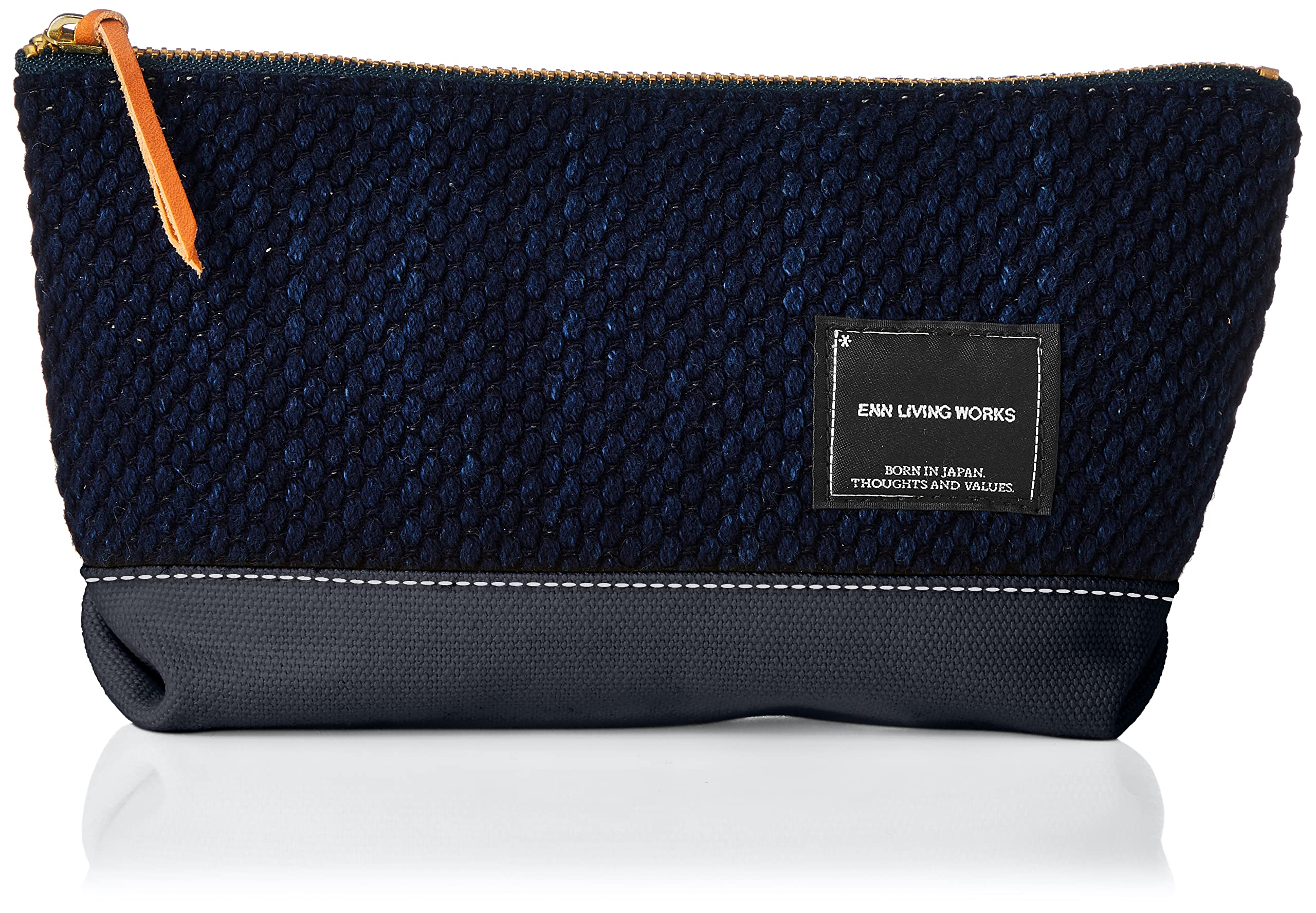 [Kabukushikigaisha Arrows] Bushu Authentic Indigo Dyed Double Sashiko Multi Pouch Cosmetic Bag, Charcoal