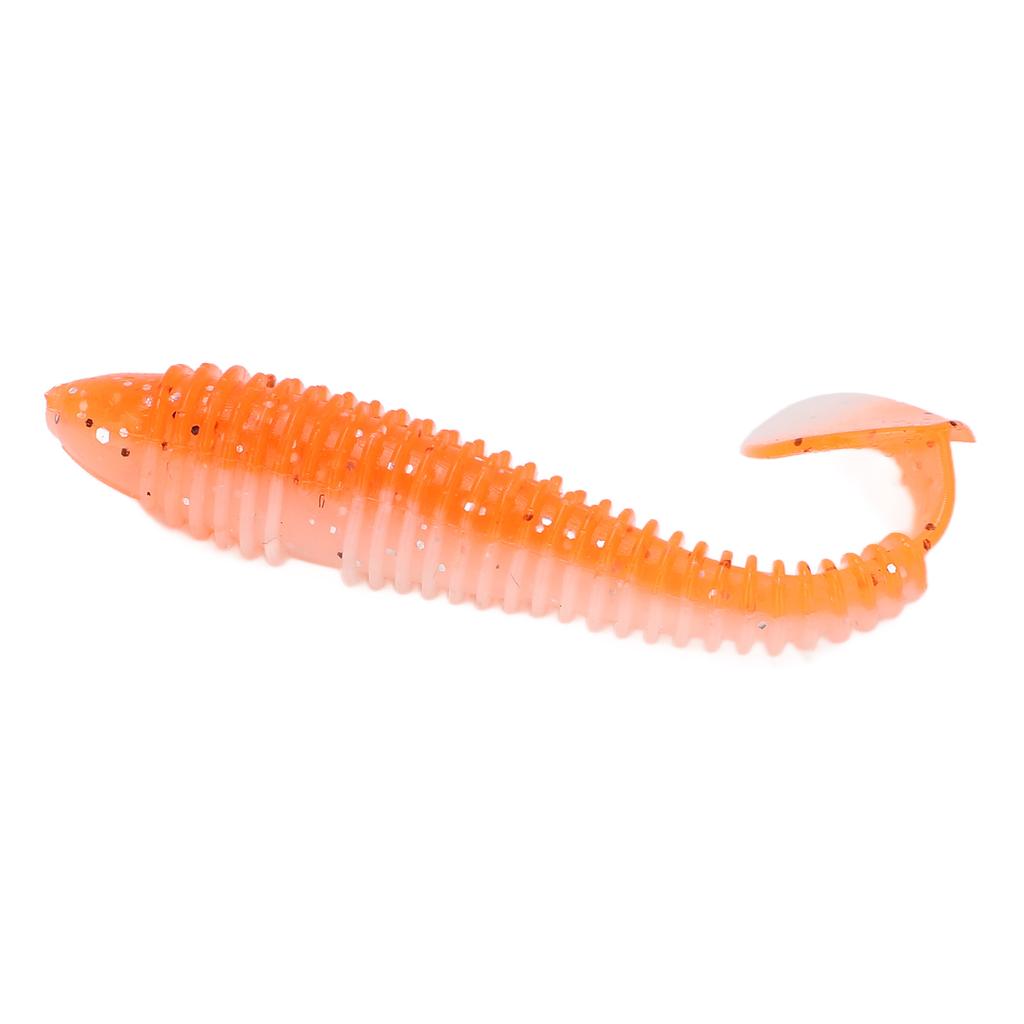 15Pcs Silicone Soft Lure Simulation T Tail Fishing Bait Double Color with Spiral Pattern for Sea